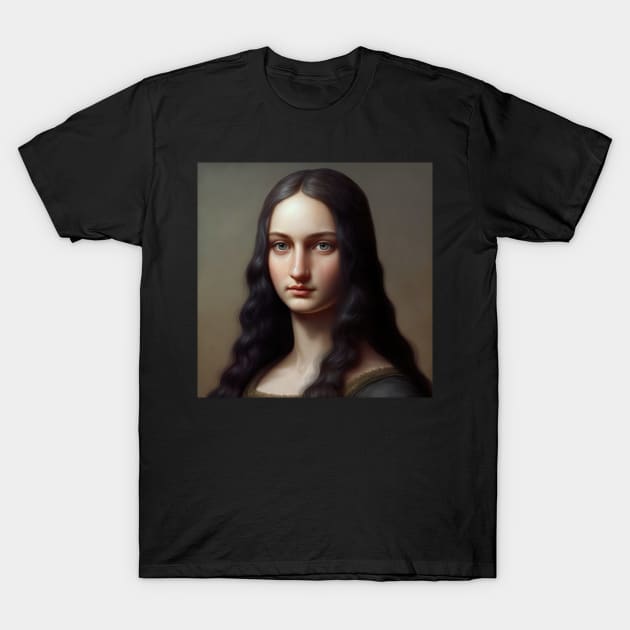 Anime Realistic Style Mona Lisa Drawing T-Shirt by unrealartwork